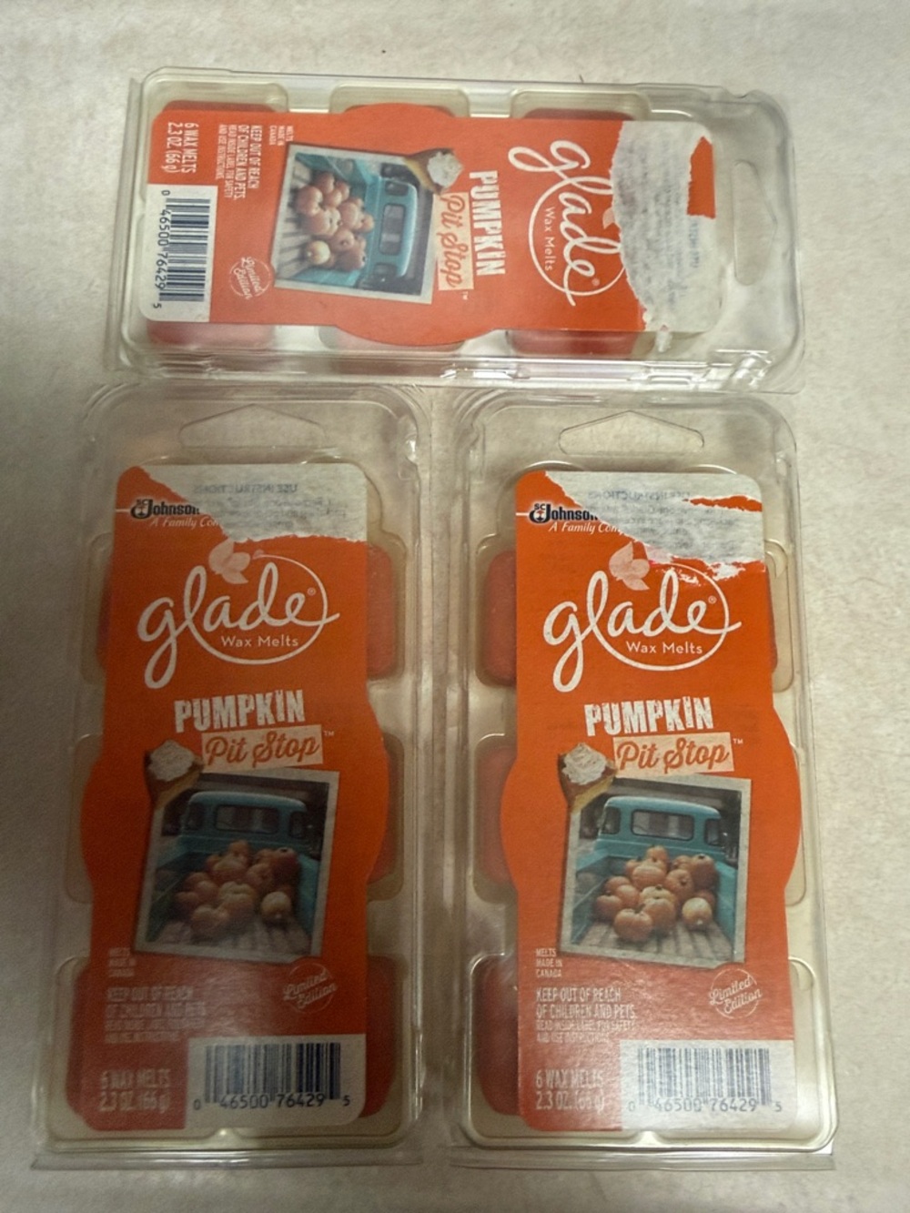 3 packs Glade scented‎ wax melts - pumpkin pit stop